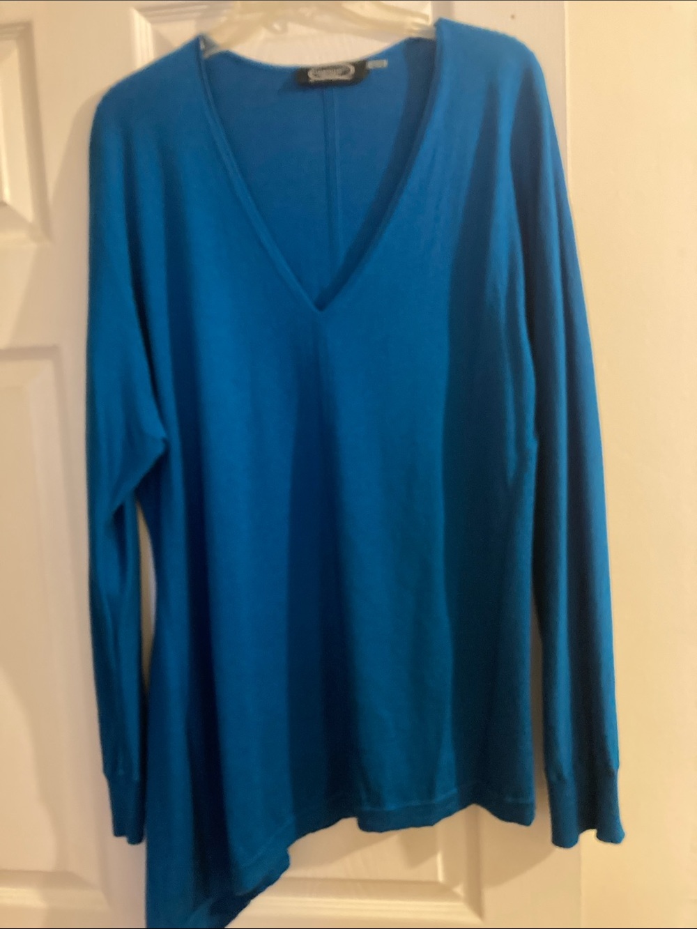 Magaschoni Teal V-Neck Long Sleeve Top